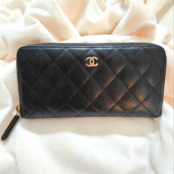 🔥 Chanel Zip Around Wallet Quilted Caviar Long EUC 🔥 - Picture 1 of 16